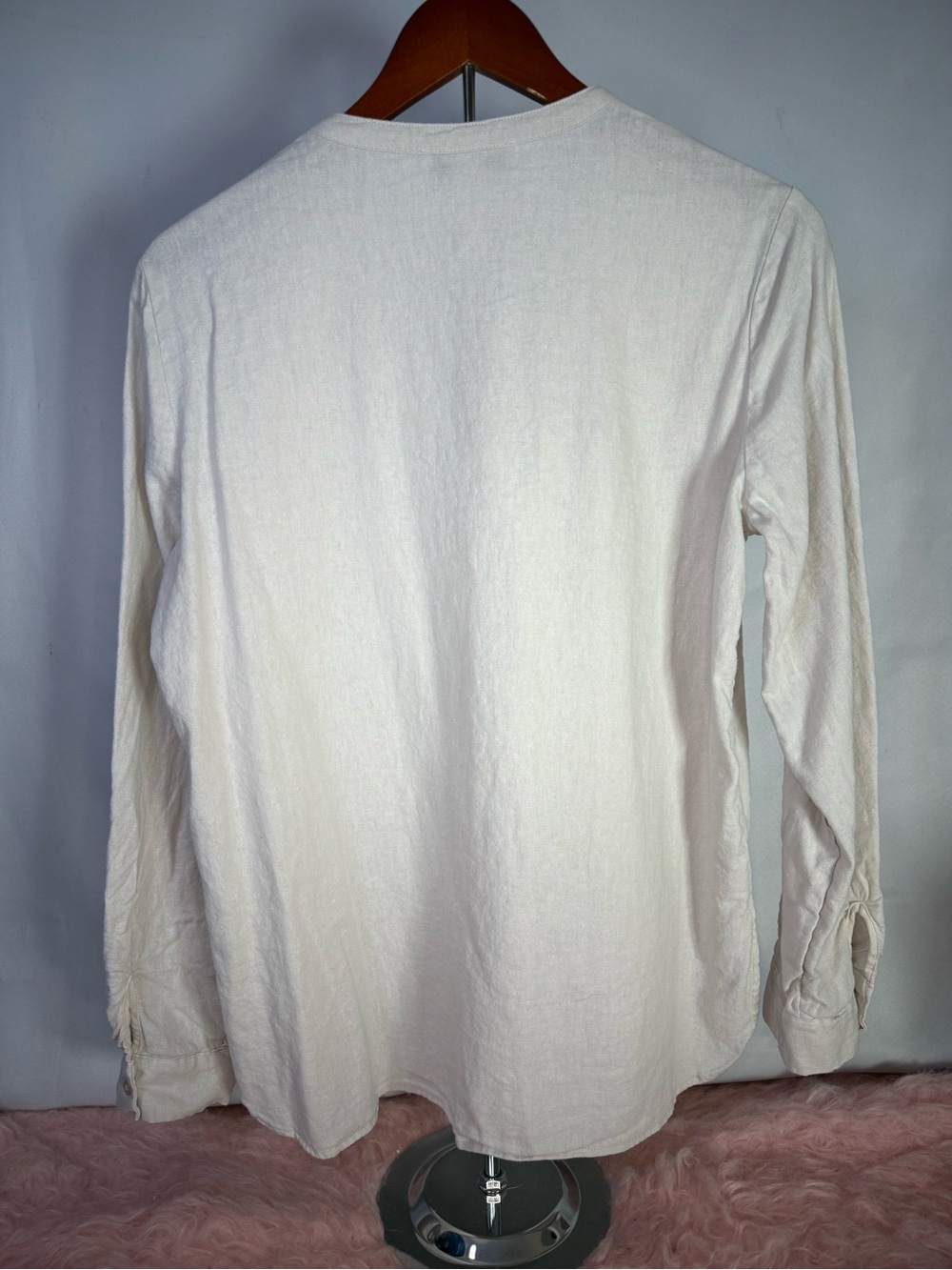 Nine West Cream Button-Up Linen Blouse Size M - Picture 6 of 6